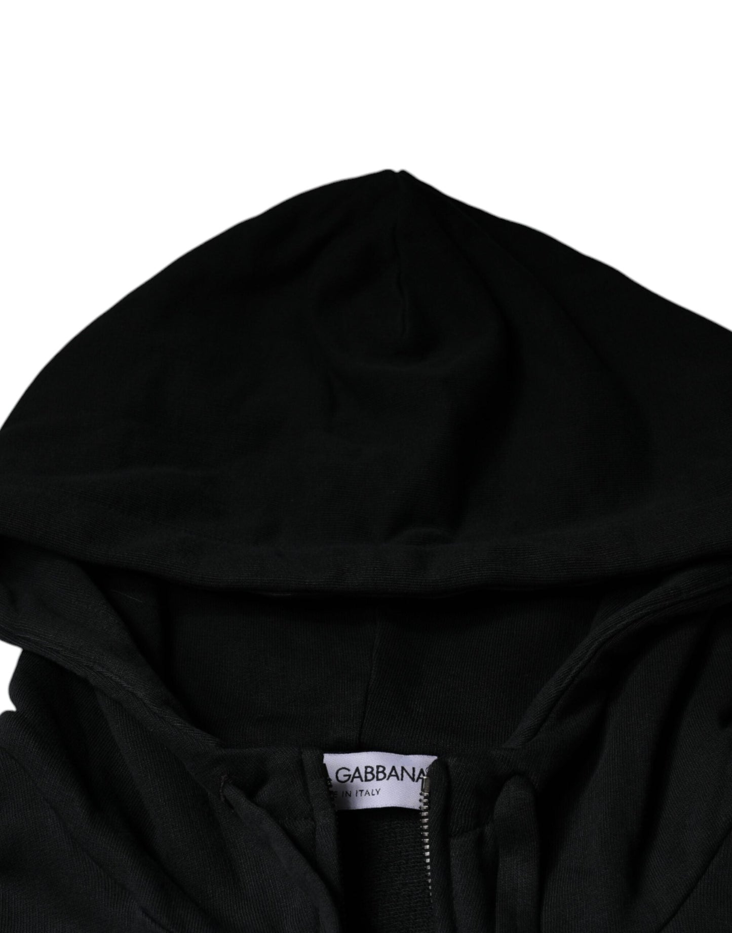 Dolce & Gabbana Black Logo Plaque Hooded Full Zip Men's Sweater (Pre-Owned)
