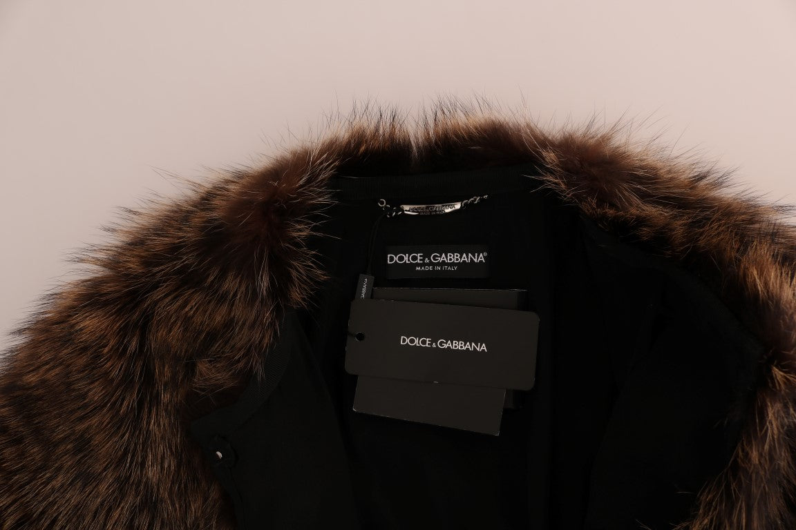 Dolce & Gabbana Brown Raccoon Fur Coat Women's Jacket