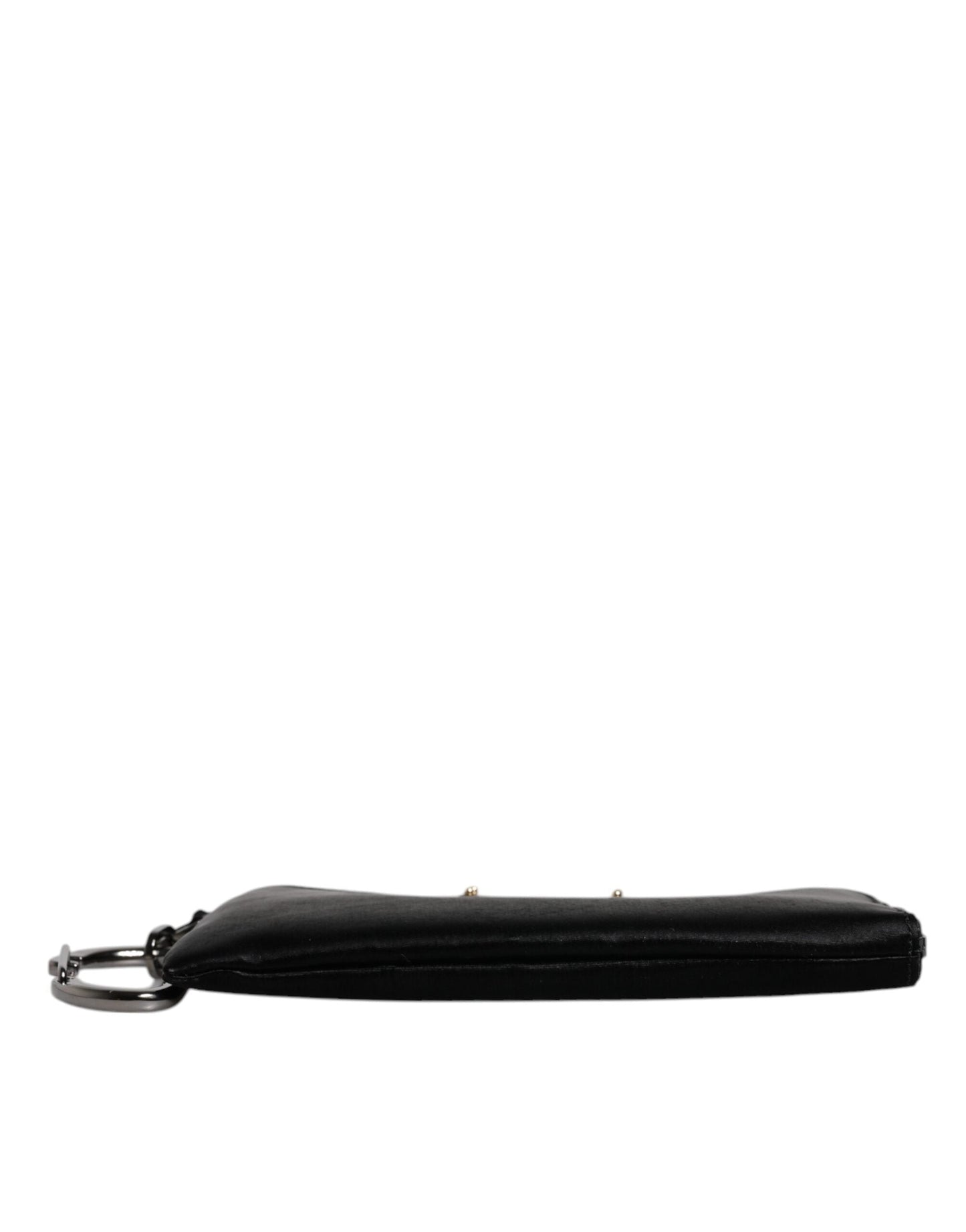 Dolce & Gabbana Black Nylon Logo Plaque Keyring Pouch Clutch Men's Bag