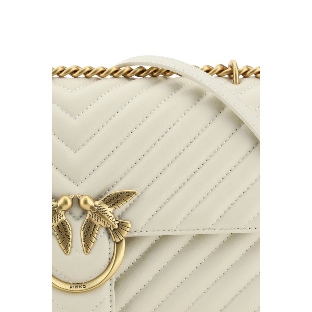 PINKO White Calf Leather Bos Taurus Shoulder Women's Bag