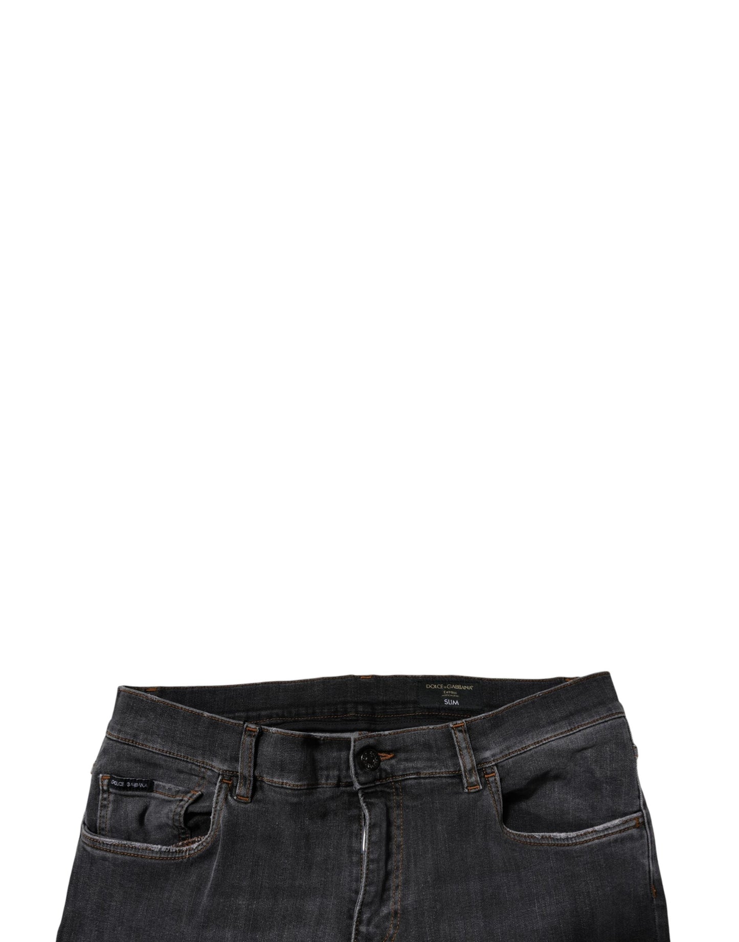Dolce & Gabbana Dark Gray Washed Cotton Slim Fit Denim Men's Jeans