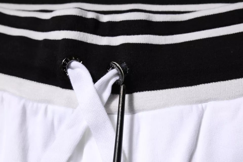 Dolce & Gabbana White Stripe Cotton DG King Bermuda Men's Shorts (Pre-Owned)
