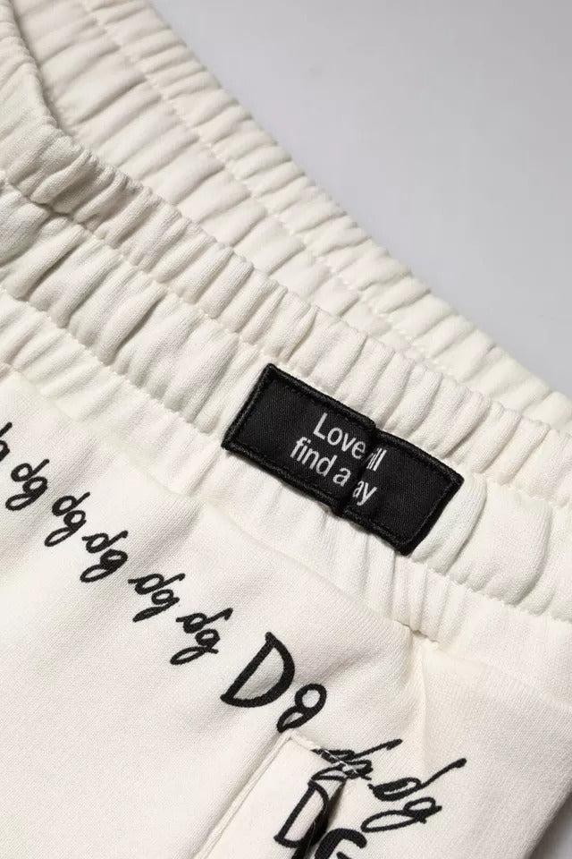 Dolce & Gabbana White Printed Cotton Jogger SweatMen's Men's Pants (Pre-Owned)