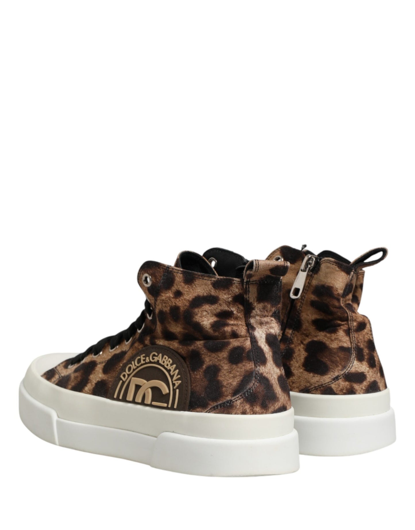 Dolce & Gabbana Brown Leopard Cotton High Top Sneakers Men's Shoes (Pre-Owned)