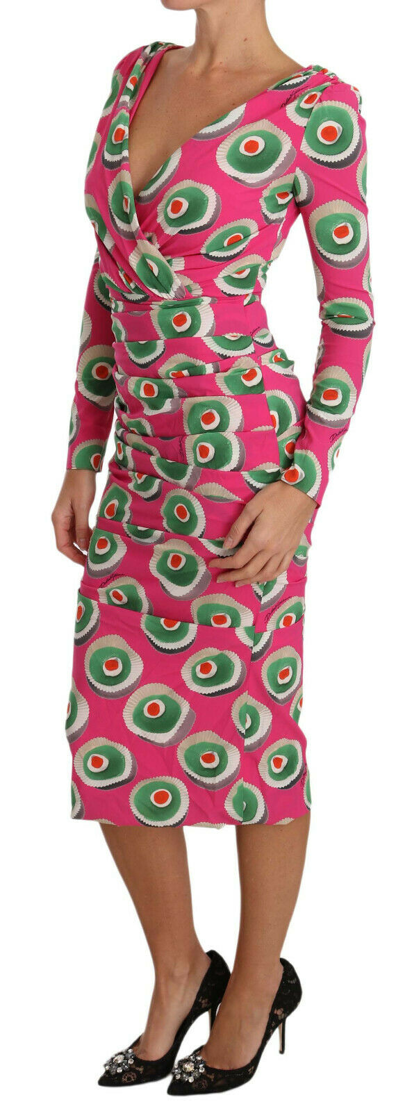 Dolce & Gabbana Pink Silk Cup Cake Sheath Stretch  Women's Dress