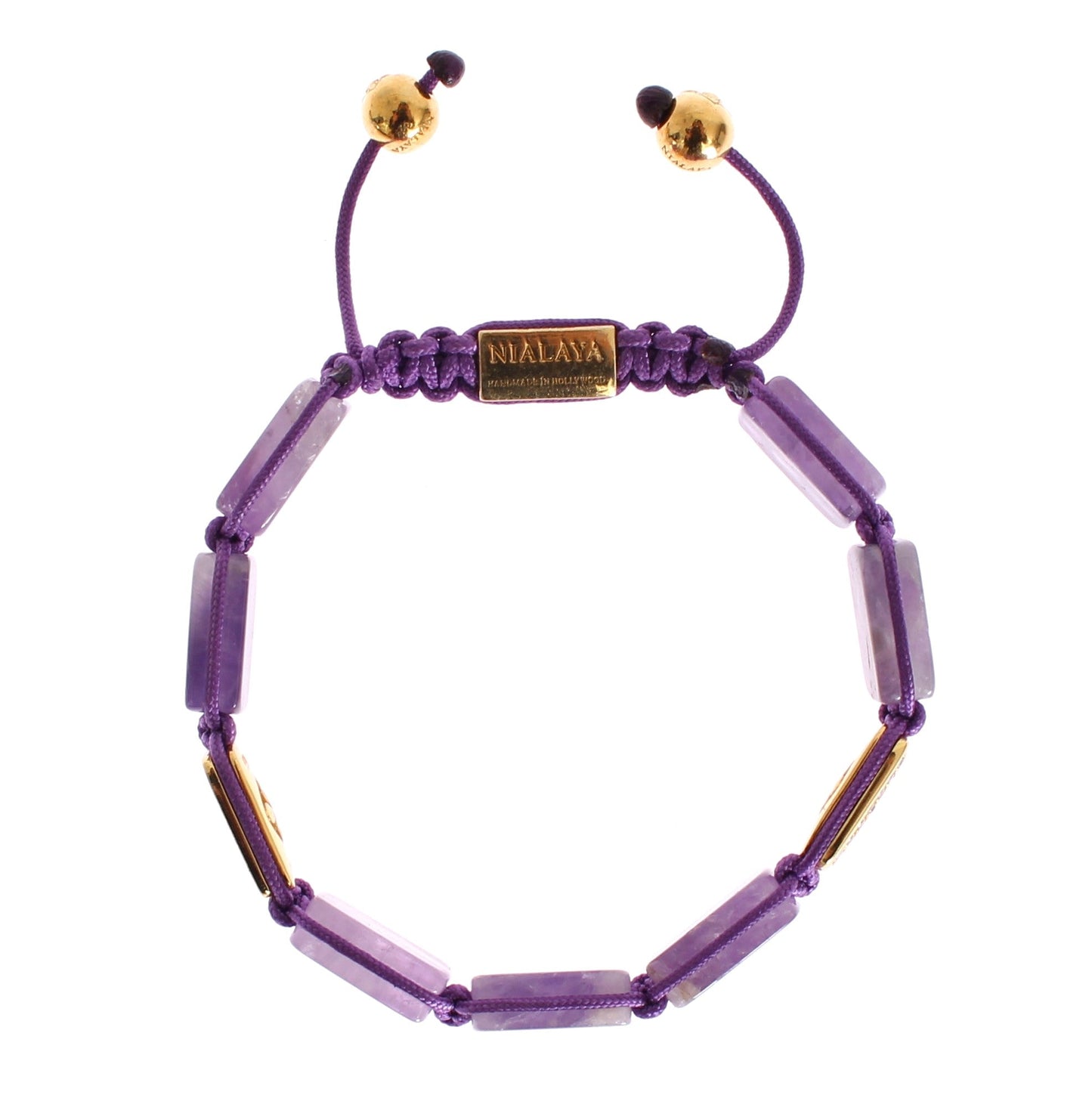 Nialaya CZ Amethyst 18K Gold 925 Women's Bracelet