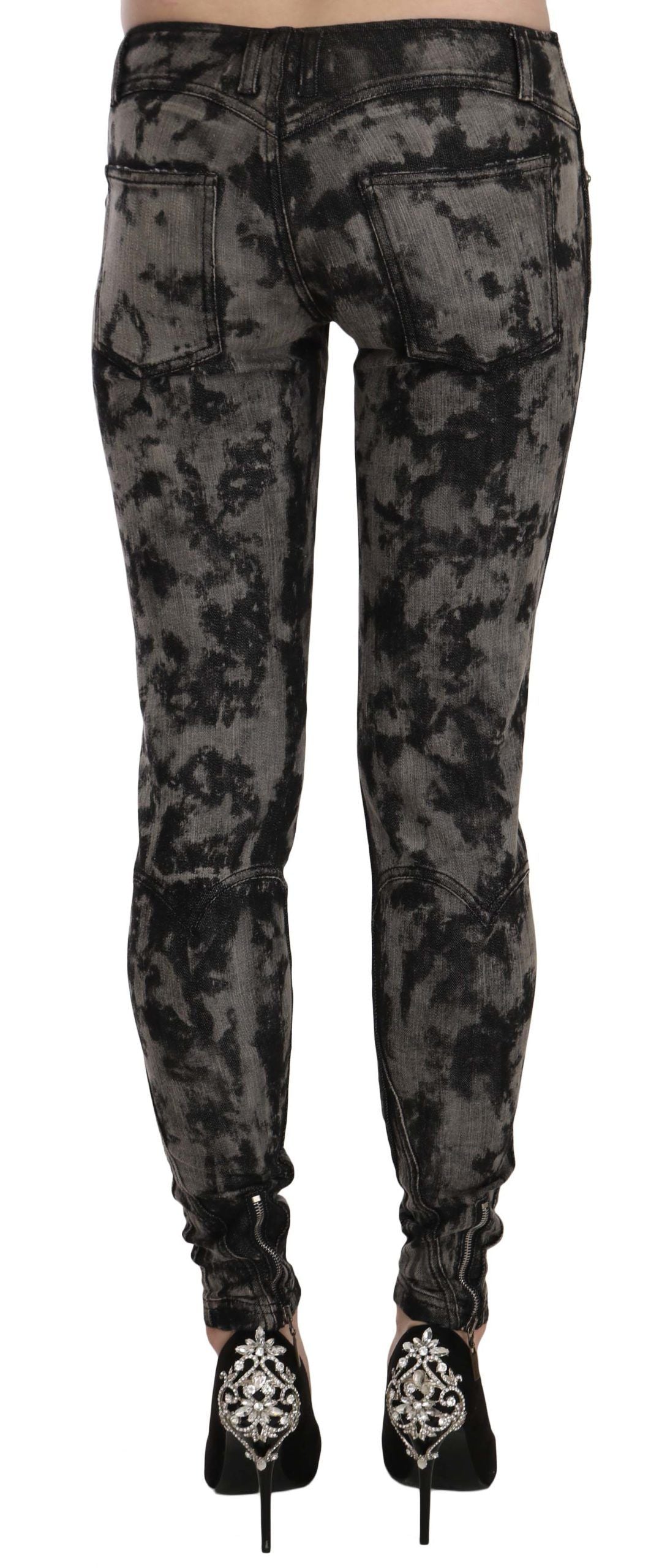 Just Cavalli Black Gray Faded Low Waist Skinny Denim Trousers Women's Jeans