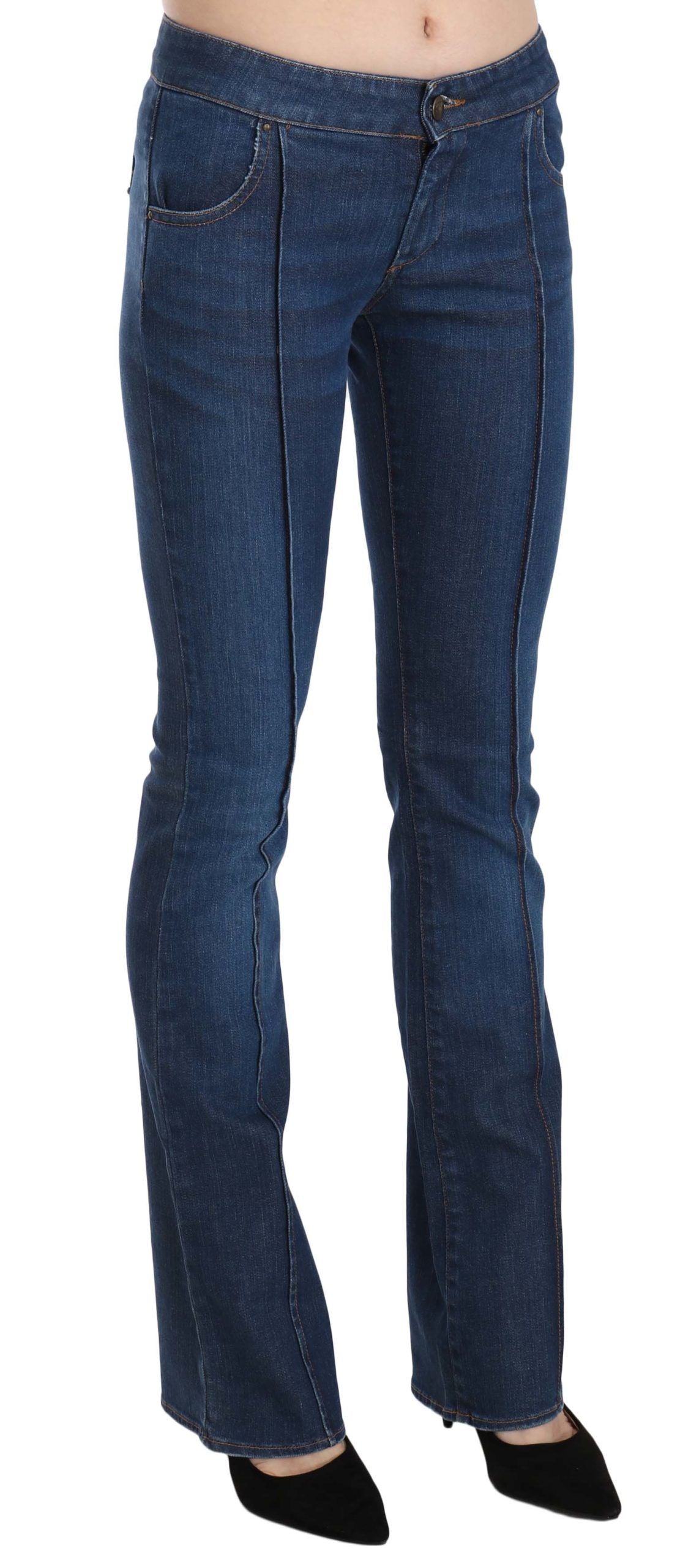 Just Cavalli Blue Low Waist Boot Cut Denim Pants Women's Jeans