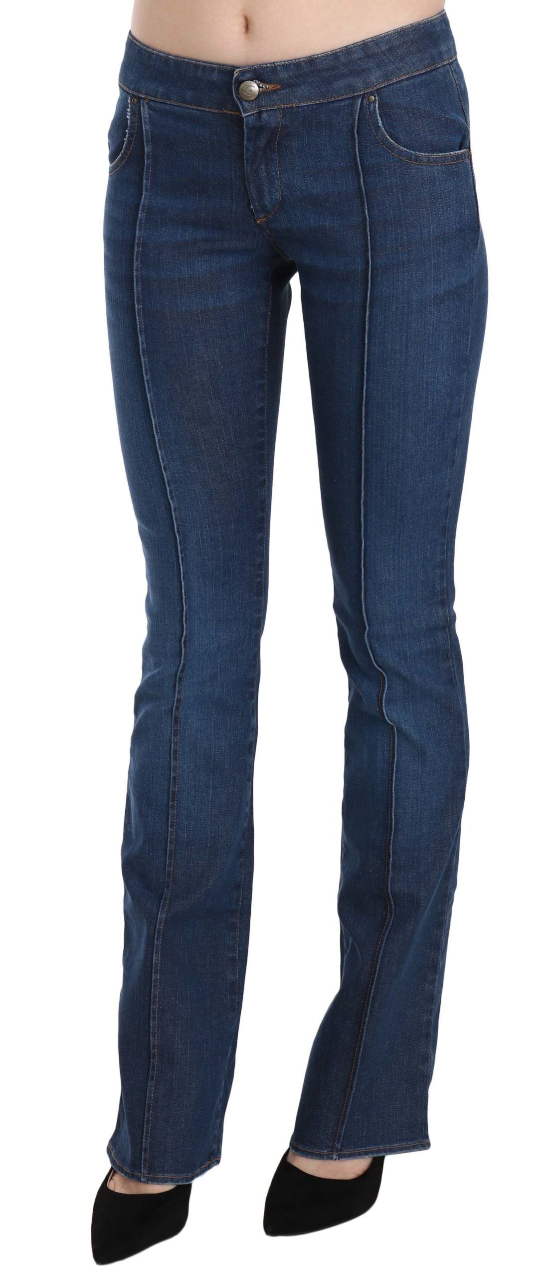 Just Cavalli Blue Low Waist Boot Cut Denim Pants Women's Jeans