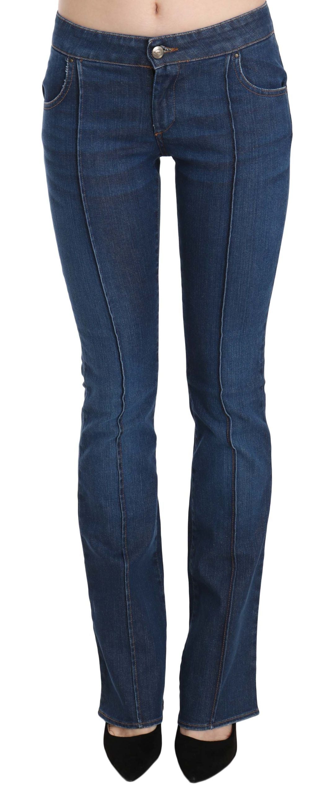 Just Cavalli Blue Low Waist Boot Cut Denim Pants Women's Jeans