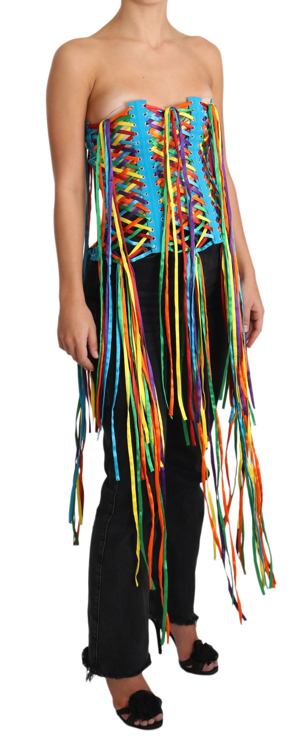 Dolce & Gabbana Multicolor Strings Bustier Polyester Corset  Women's Top