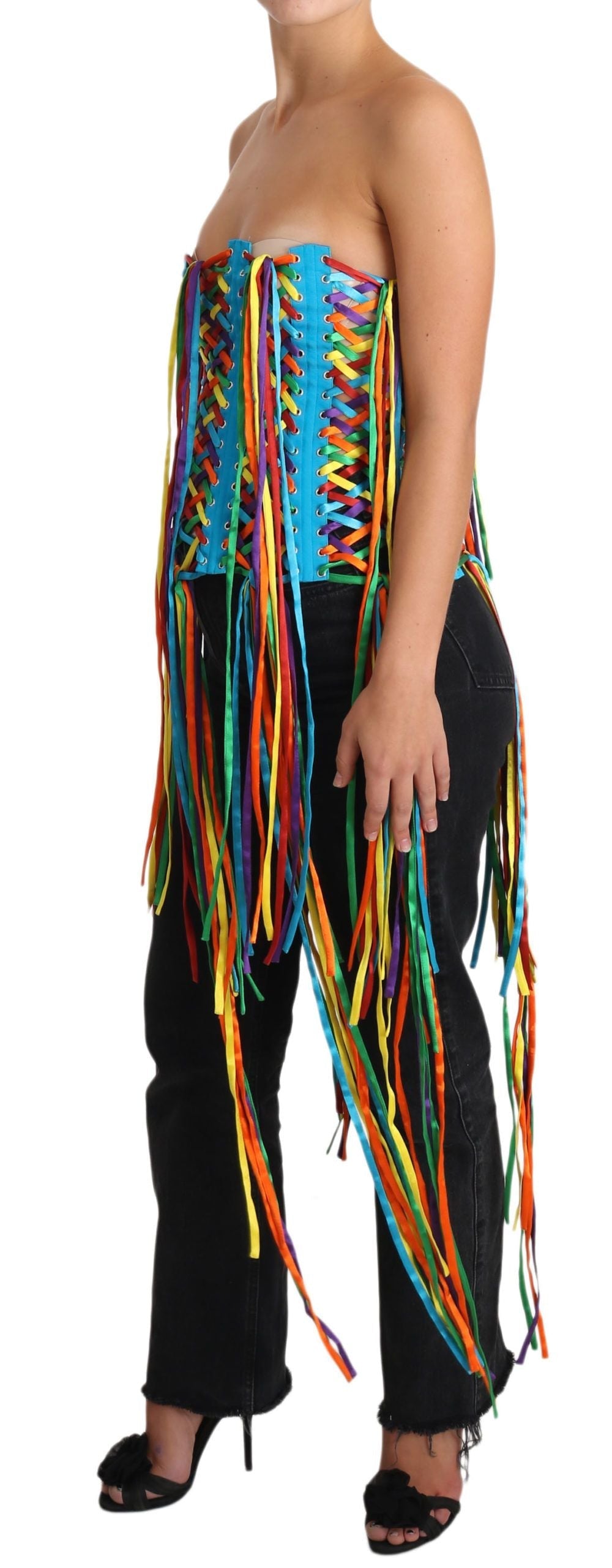 Dolce & Gabbana Multicolor Strings Bustier Polyester Corset  Women's Top