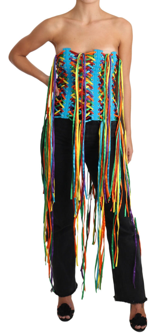 Dolce & Gabbana Multicolor Strings Bustier Polyester Corset  Women's Top
