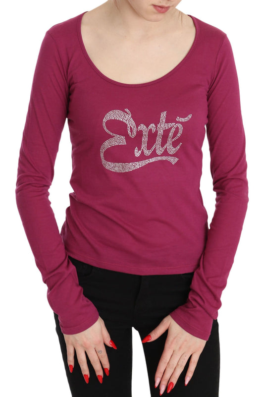 Exte Pink Exte Crystal Embellished Long Sleeve Women's Top