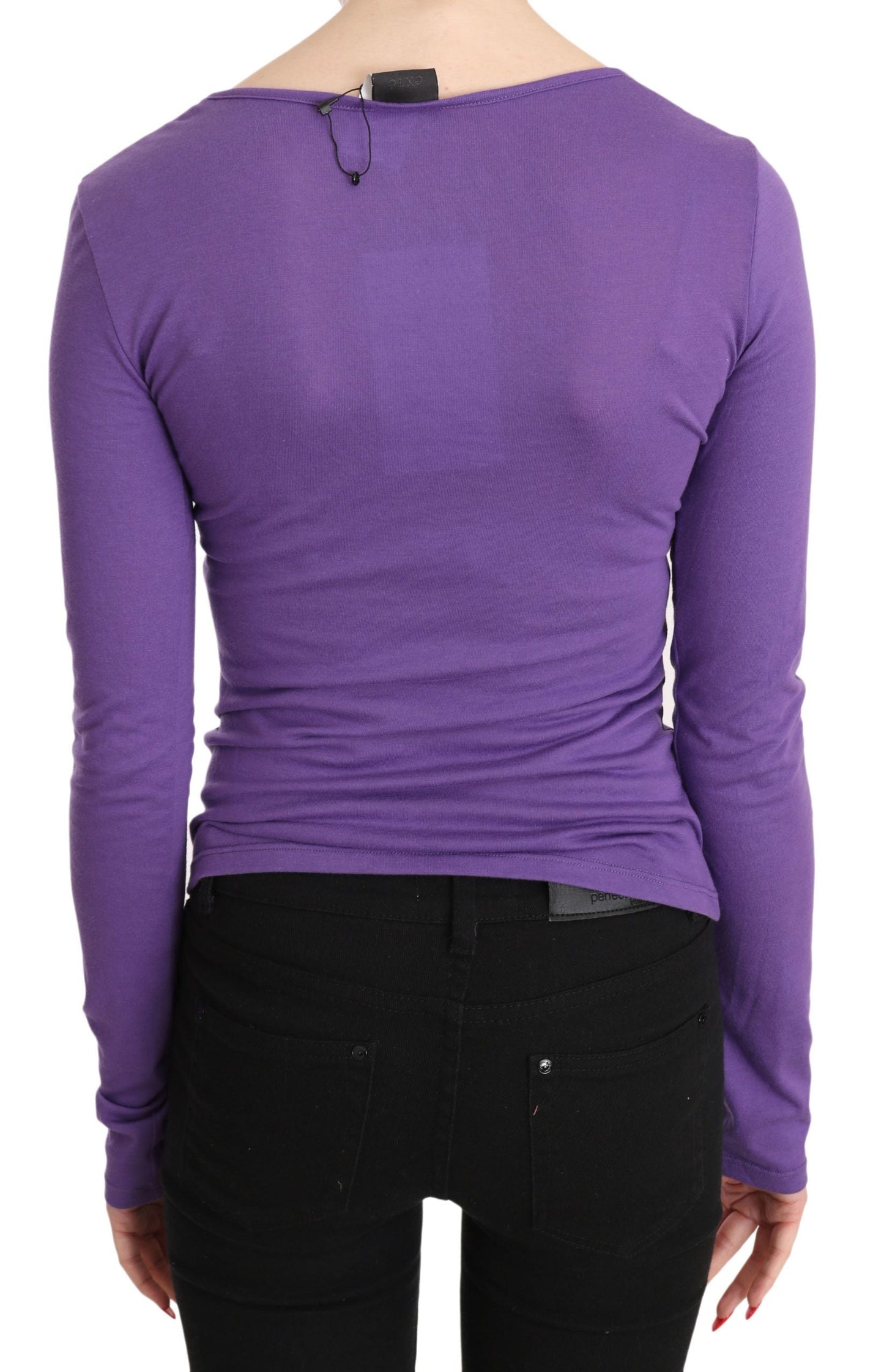 Exte Purple Exte Crystal Embellished Long Sleeve Top Women's Blouse