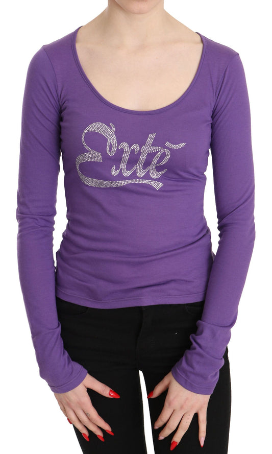 Exte Purple Exte Crystal Embellished Long Sleeve Top Women's Blouse