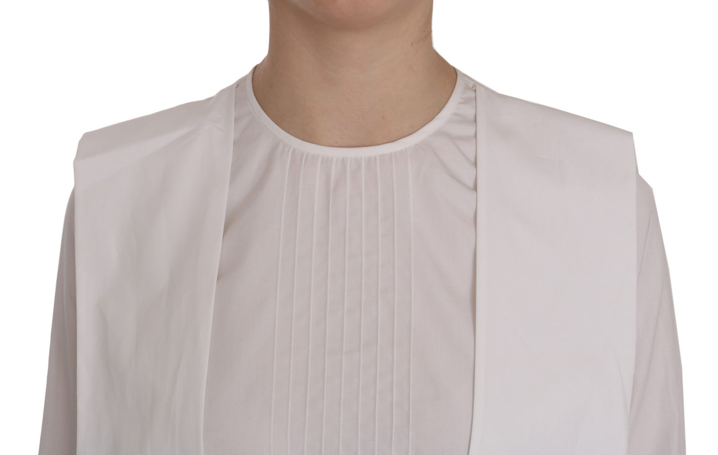 Dsquared�� White Crew Neck Long Sleeve Cotton Women's Blouse