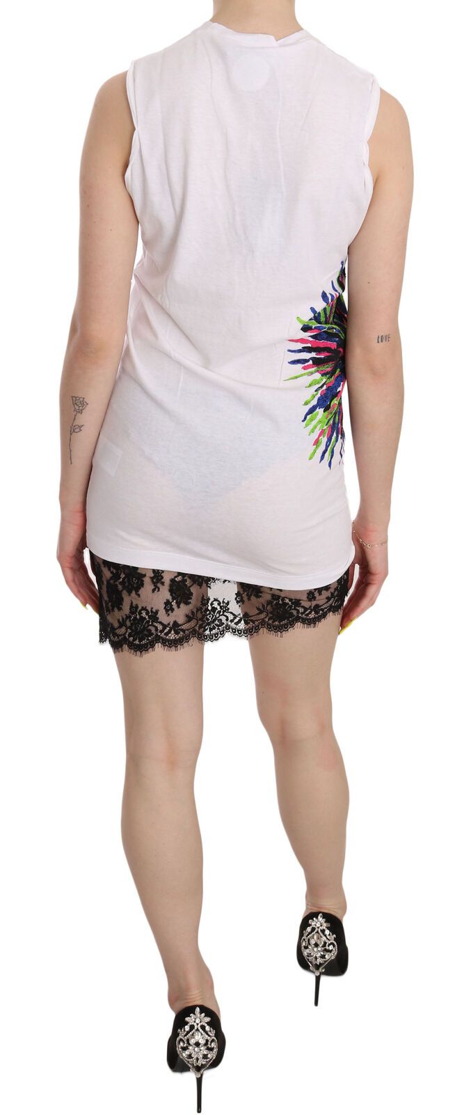 Dsquared�� White Printed Crew Neck Sleeveless Bodycon Mini Women's Dress