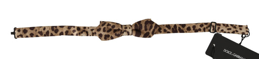 Dolce & Gabbana Brown Leopard Silk Adjustable Neck Papillon Men Bow Men's Tie