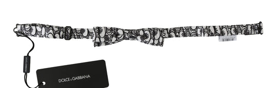 Dolce & Gabbana White Pattern Silk Adjustable Neck Papillon Men's Tie