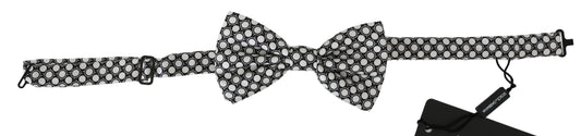 Dolce & Gabbana Men Black White Circles Adjustable Neck Papillon Bow Men's Tie