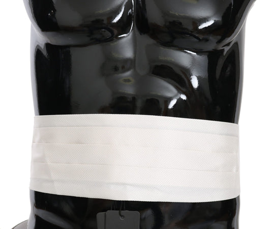 Dolce & Gabbana White Men Waist Belt 100% Silk Men's Cummerbund