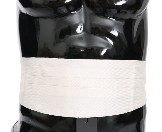 Dolce & Gabbana White Men Waist Belt 100% Silk Men's Cummerbund