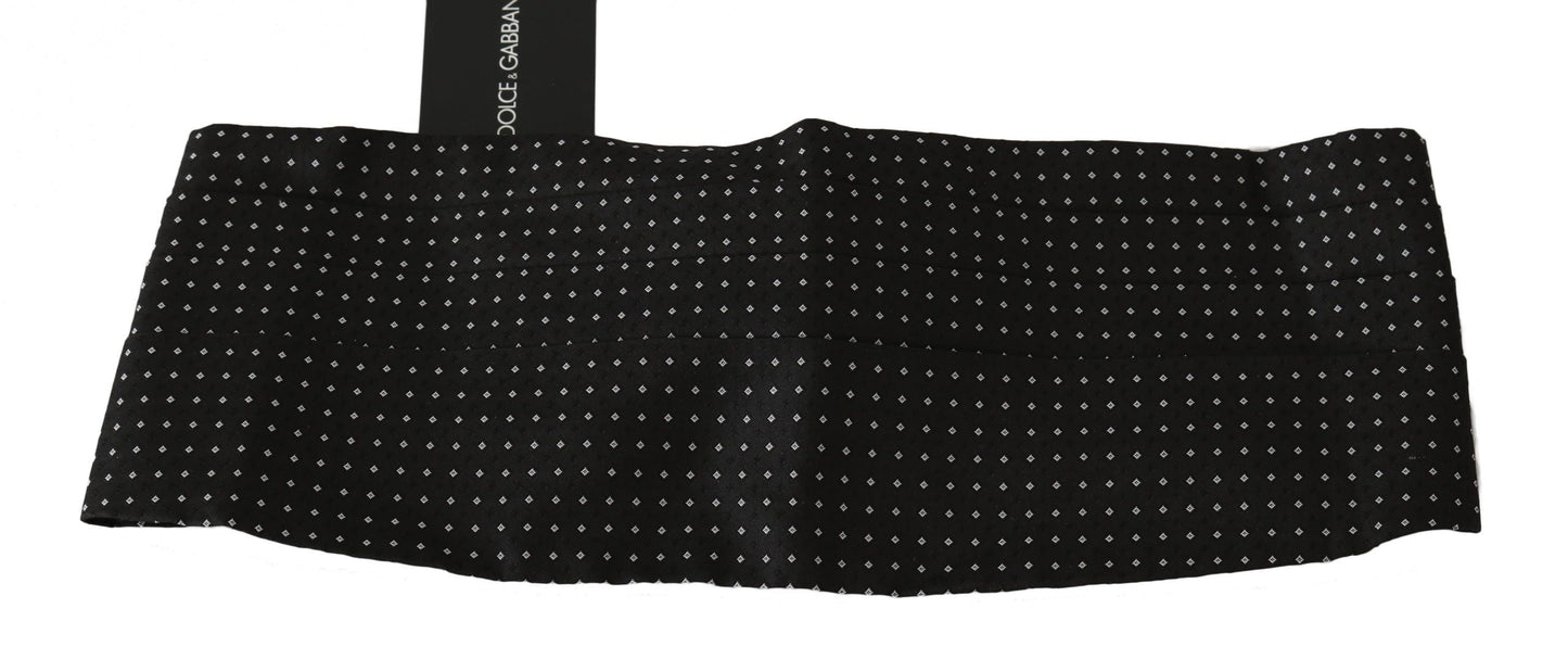 Dolce & Gabbana Black Dotted Waist Belt Silk Men's Cummerbund
