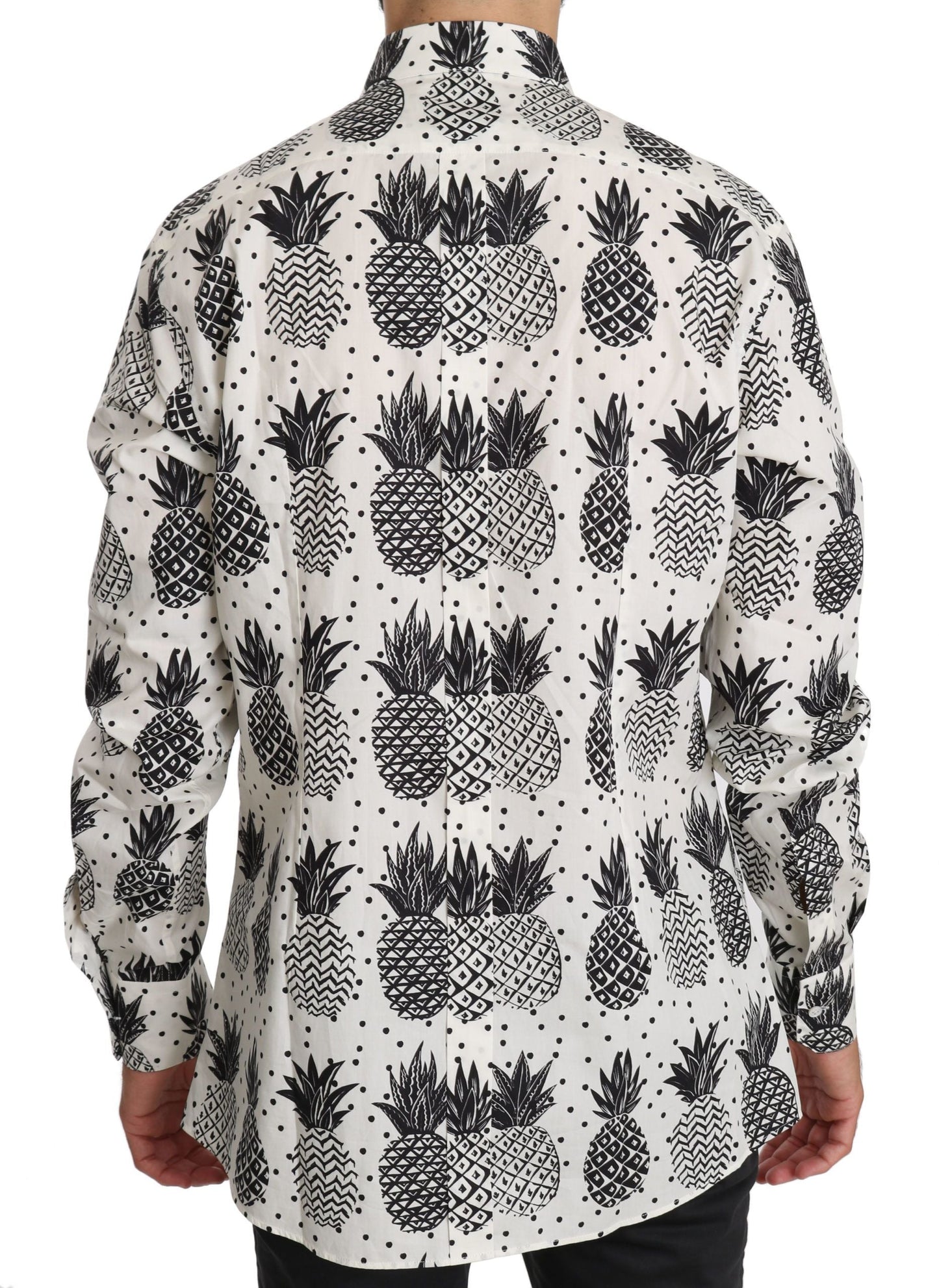 Dolce & Gabbana White Pineapple Cotton Top Men's Shirt