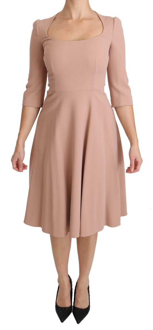 Dolce & Gabbana Pink 3/4 Sleeves A-line Viscose Women's Dress
