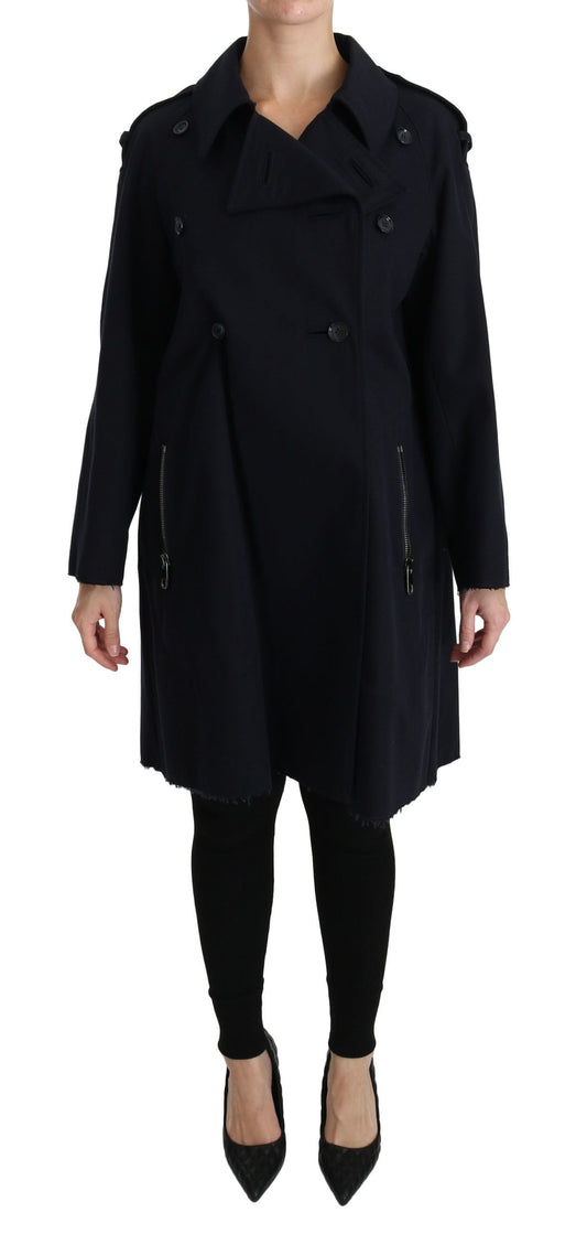 Dolce & Gabbana Coat Blue Cotton Women Trench Women's Jacket