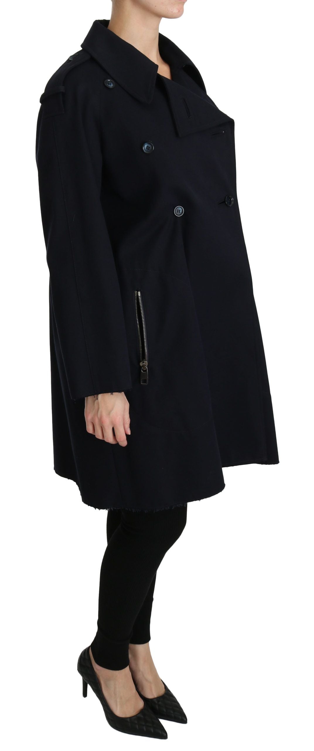 Dolce & Gabbana Coat Blue Cotton Women Trench Women's Jacket