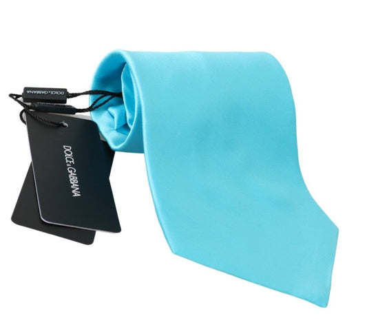 Dolce & Gabbana Light Blue Wide Mens NeckMen's Accessory 100% Silk Men's Tie