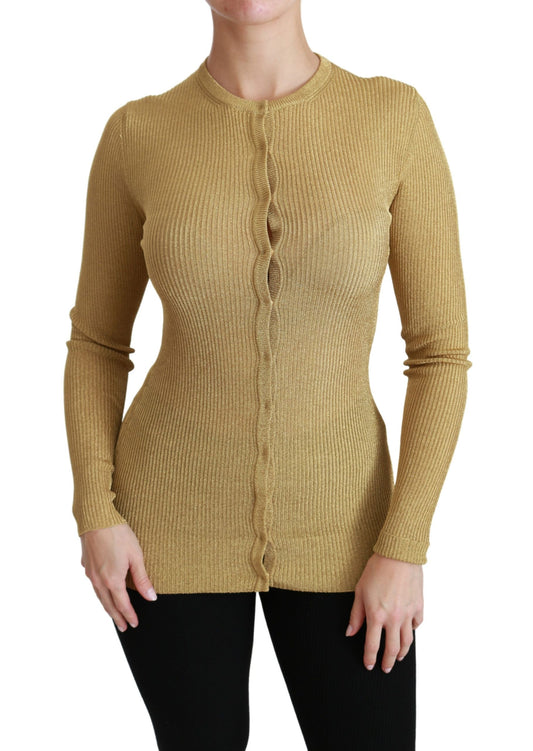 Dolce & Gabbana Gold Long Sleeve Cardigan Viscose Women's Sweater