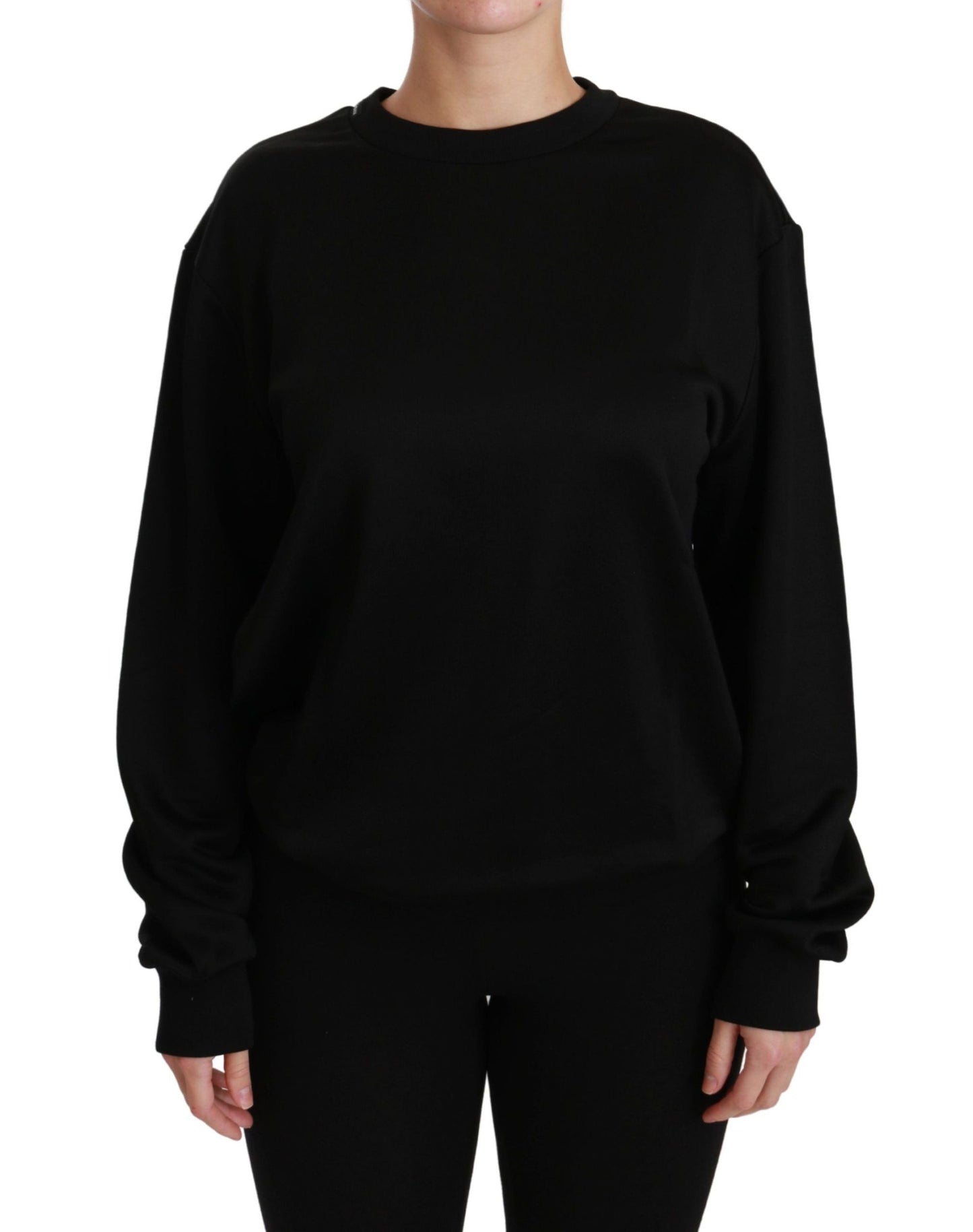 Dolce & Gabbana Black Cotton Crewneck Pullover Women's Sweater