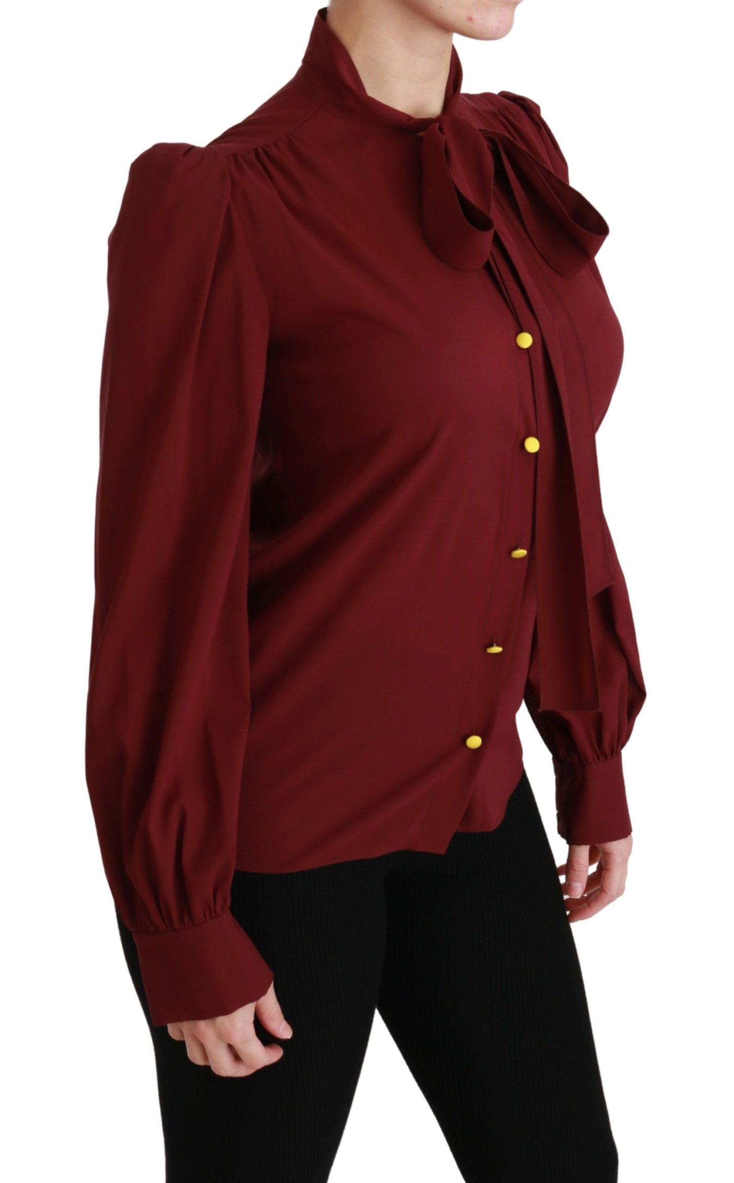Dolce & Gabbana Maroon Long Sleeve Shirt Blouse Silk Women's Top