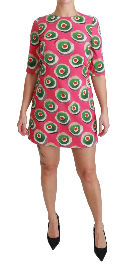 Dolce & Gabbana Pink Silk Cup Cake Shift Stretch Women's Dress