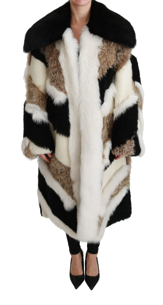 Dolce & Gabbana Sheep Fur Shearling Cape Jacket Women's Coat