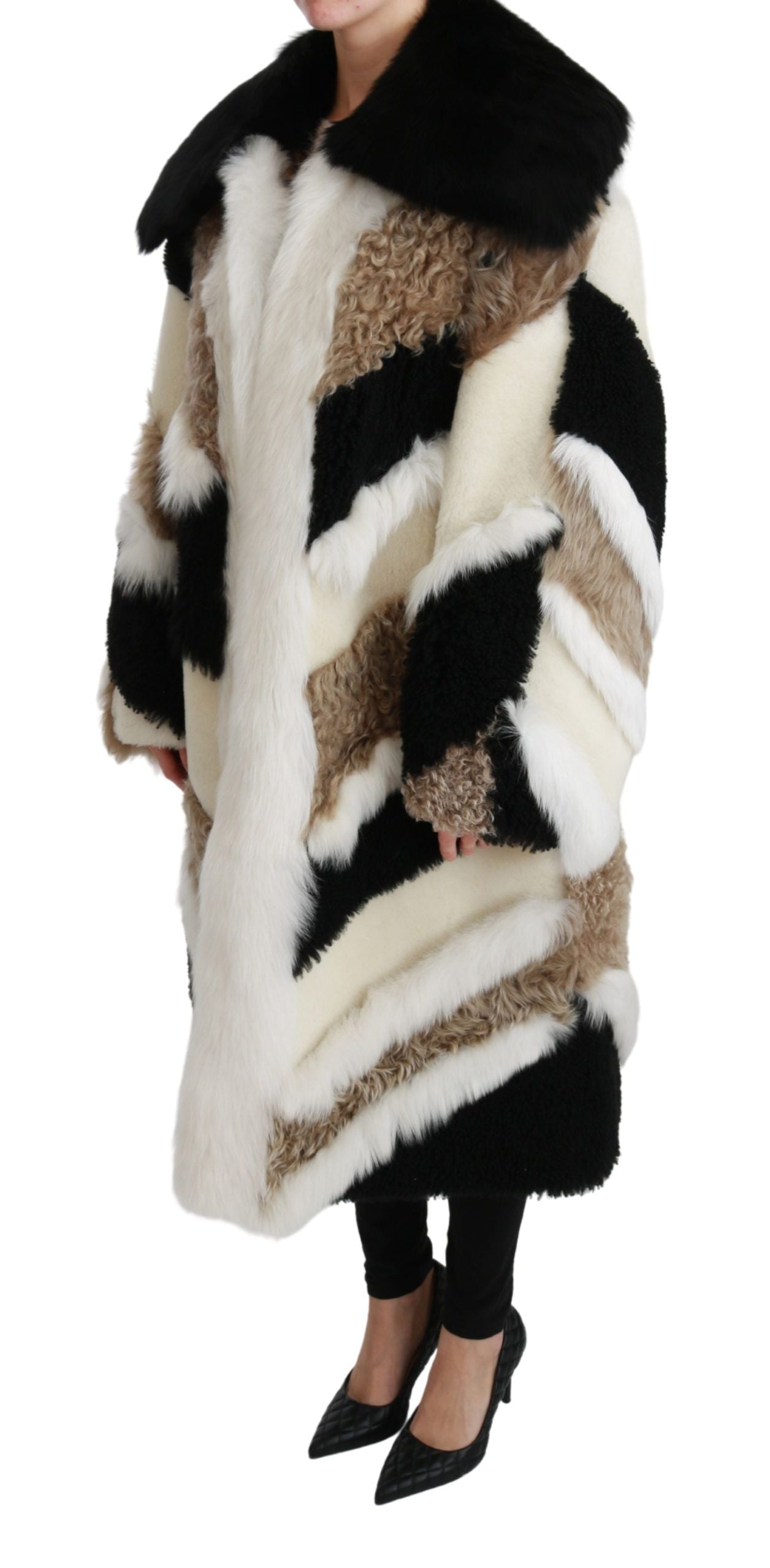 Dolce & Gabbana Sheep Fur Shearling Cape Jacket Women's Coat