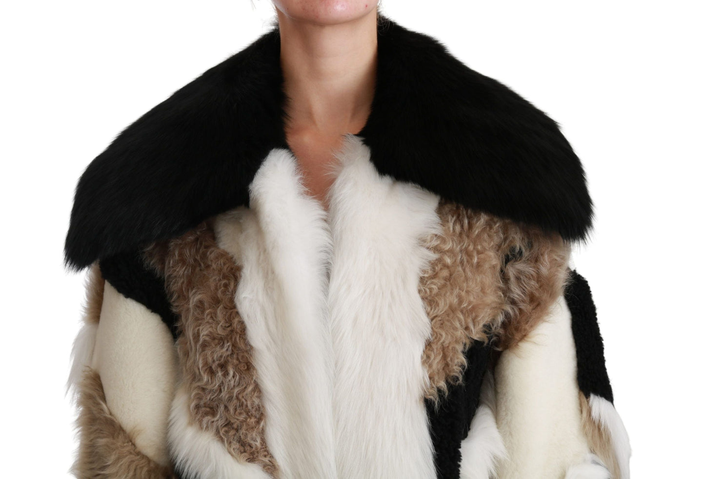 Dolce & Gabbana Sheep Fur Shearling Cape Jacket Women's Coat