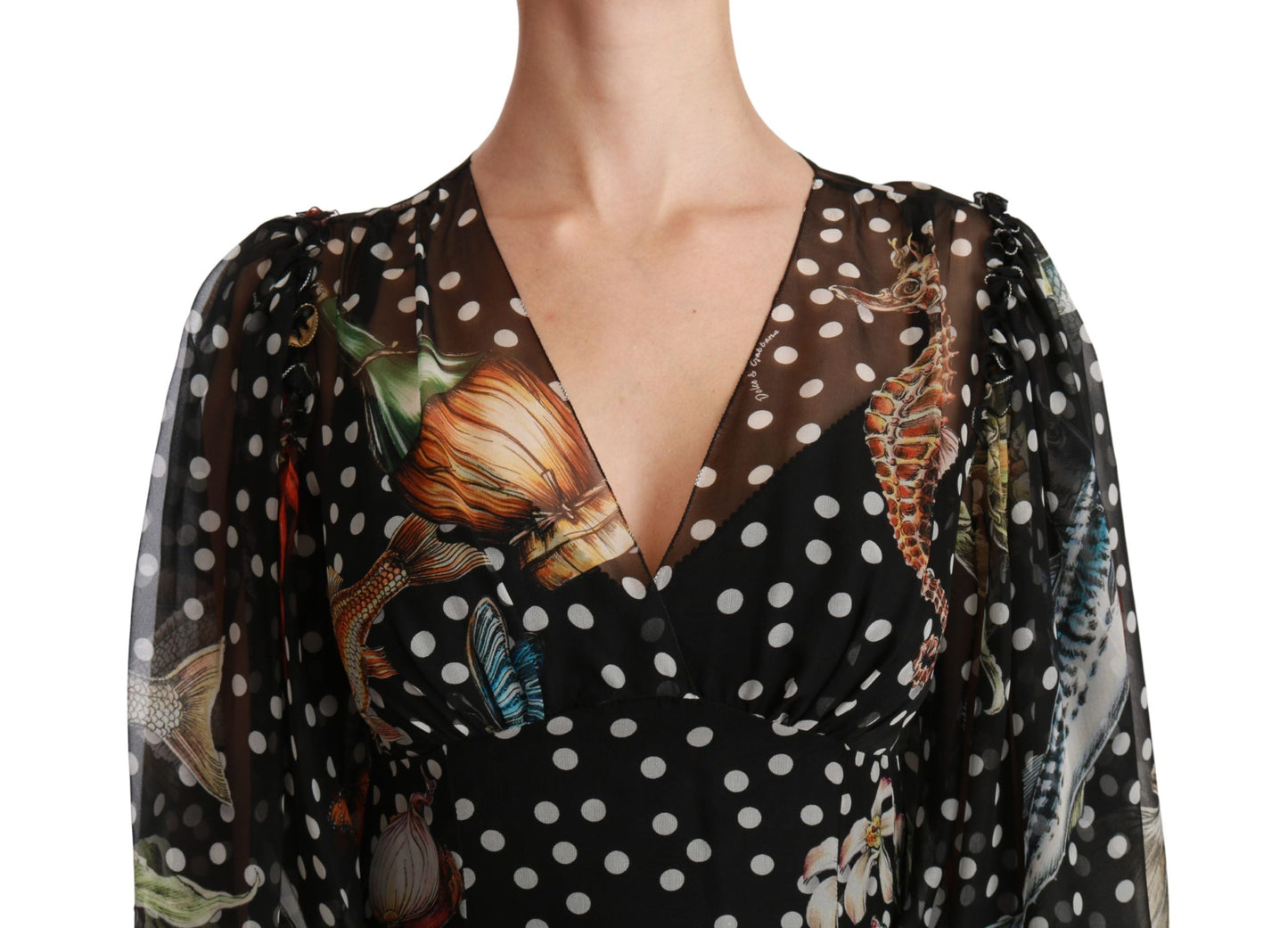 Dolce & Gabbana Black Sea Fish Sicily A-line Shift Women's Dress