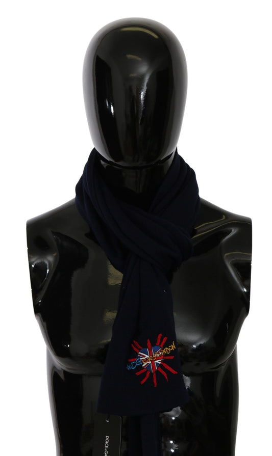 Dolce & Gabbana Blue #DGLovesLondon Wrap Shawl Wool Men's Scarf