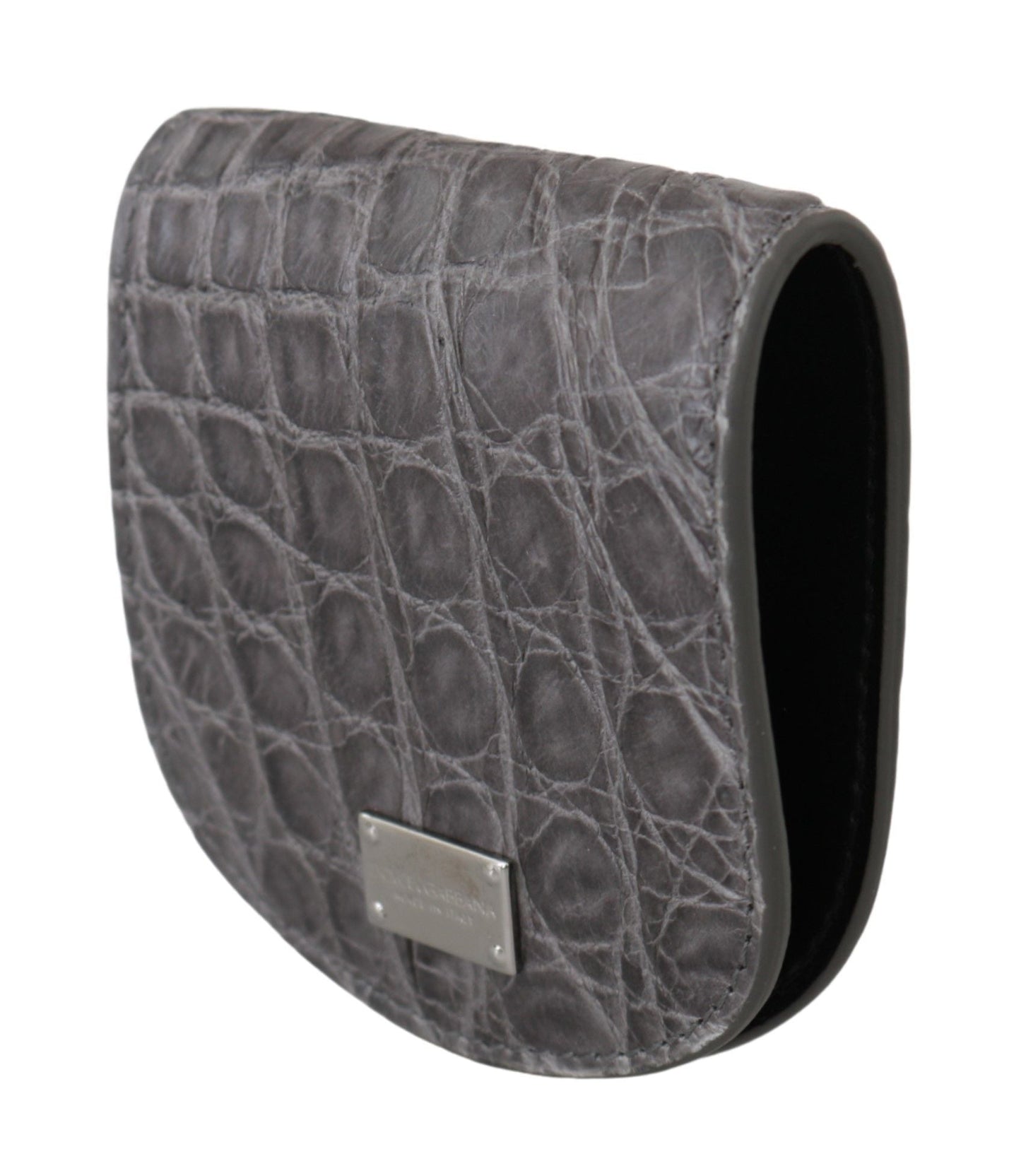 Dolce & Gabbana Gray Exotic Skin Condom Case Holder Pocket Men's Wallet