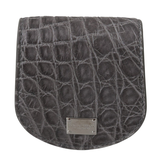 Dolce & Gabbana Gray Exotic Skin Condom Case Holder Pocket Men's Wallet