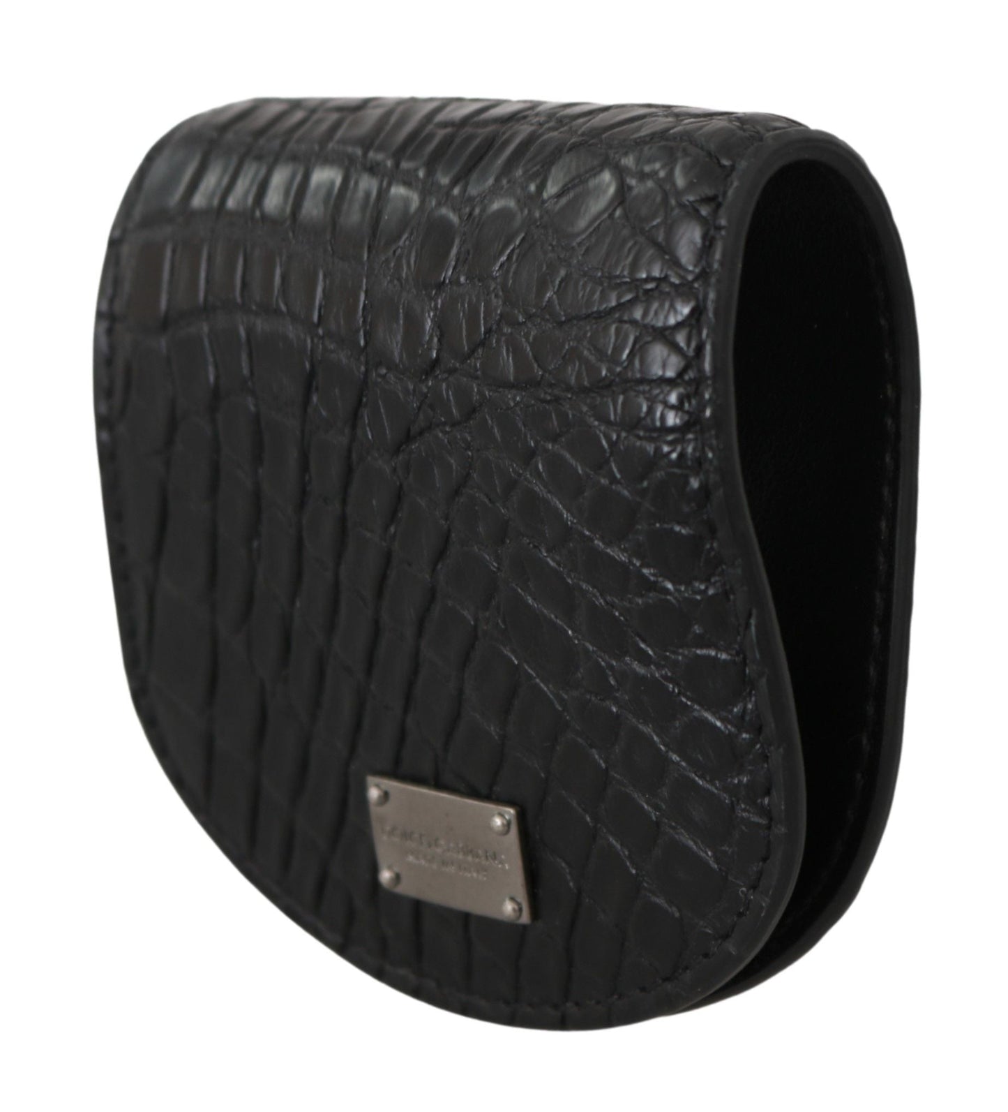 Dolce & Gabbana Black Exotic Skin Pocket Condom Case Men's Holder