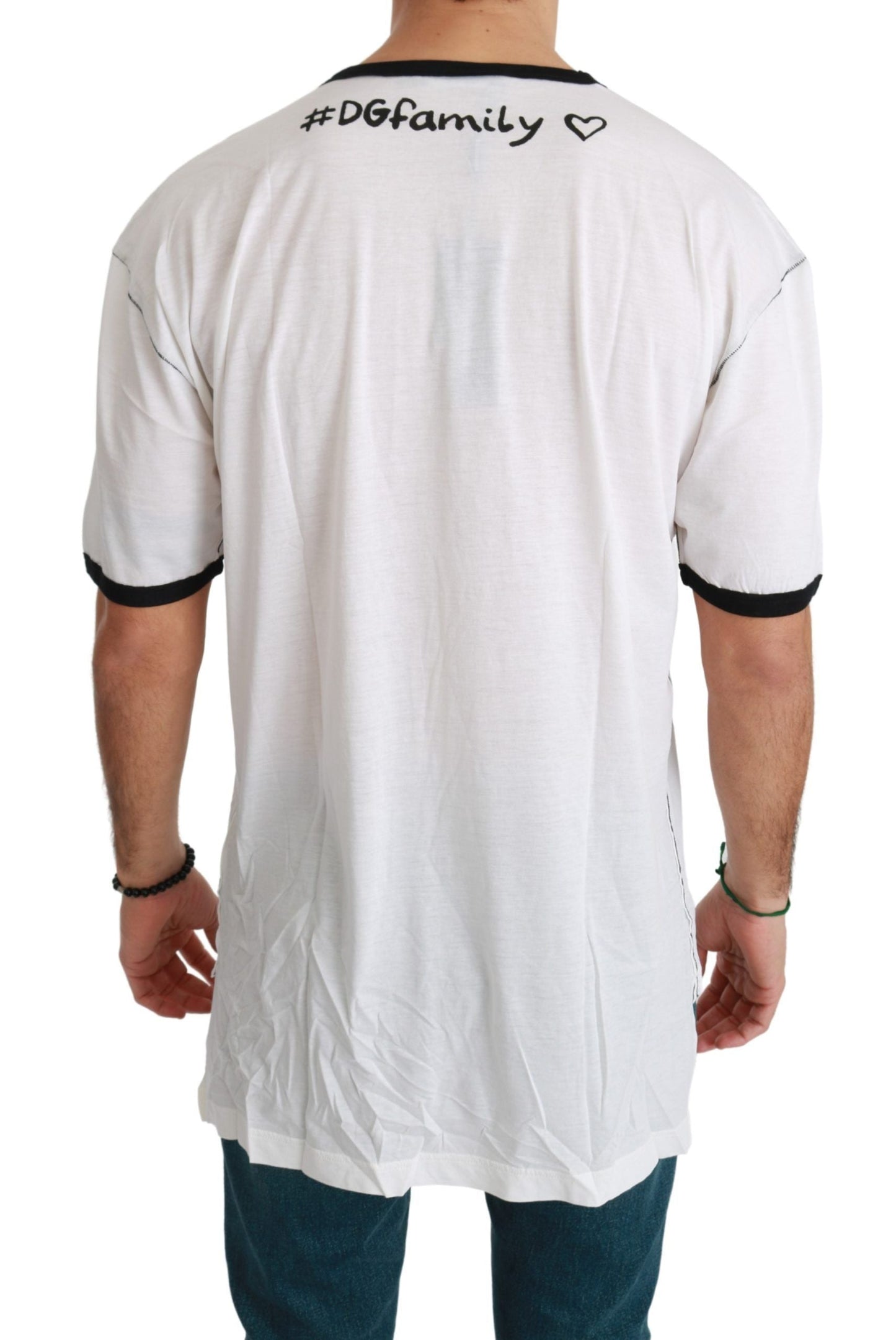 Dolce & Gabbana White Men Print #dgfamily Cotton Men's T-shirt