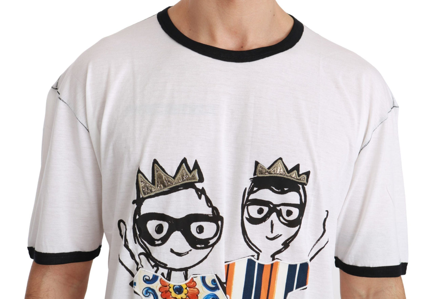 Dolce & Gabbana White Men Print #dgfamily Cotton Men's T-shirt