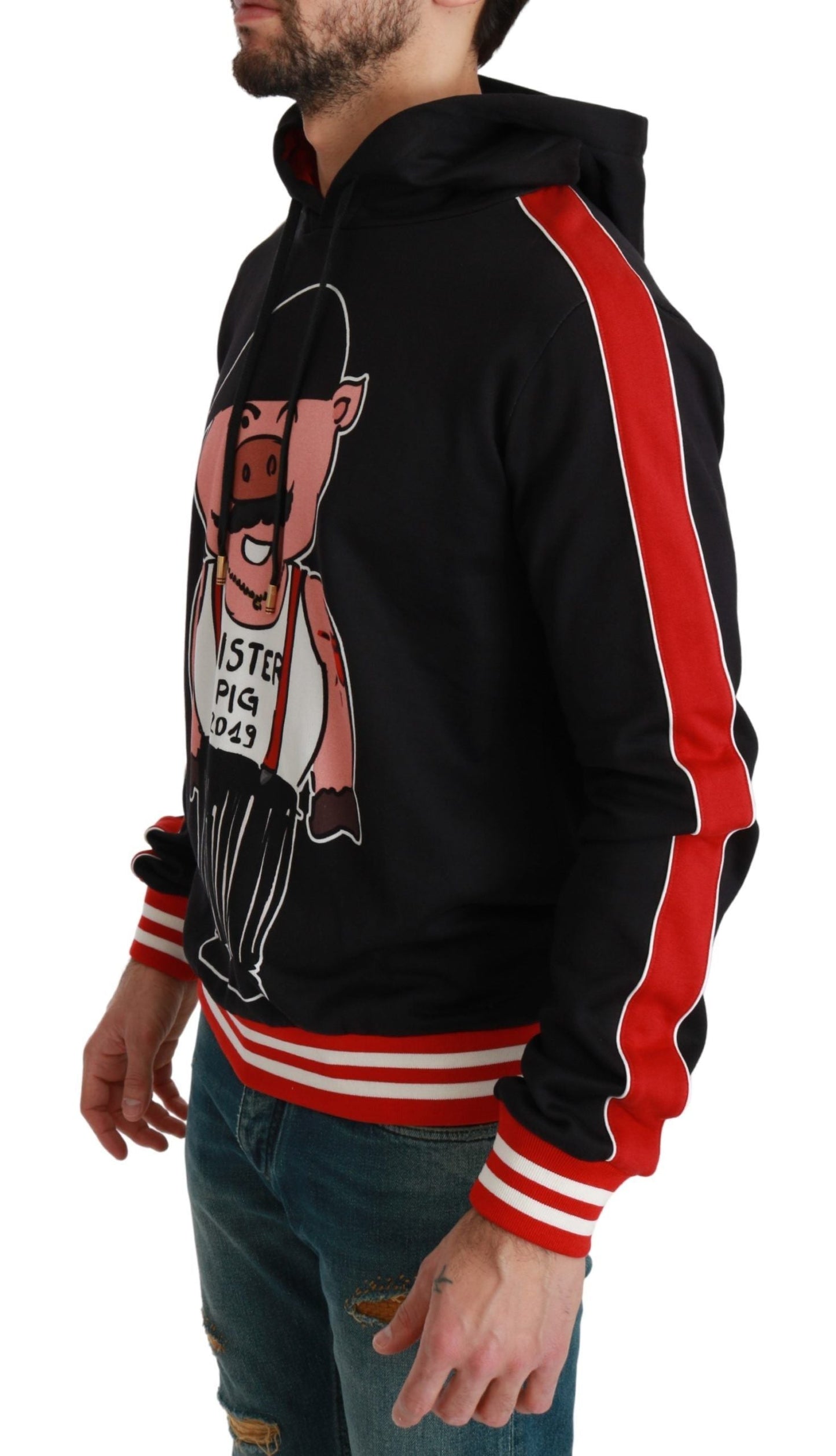Dolce & Gabbana Black Pig of the Year Hooded Men's Sweater