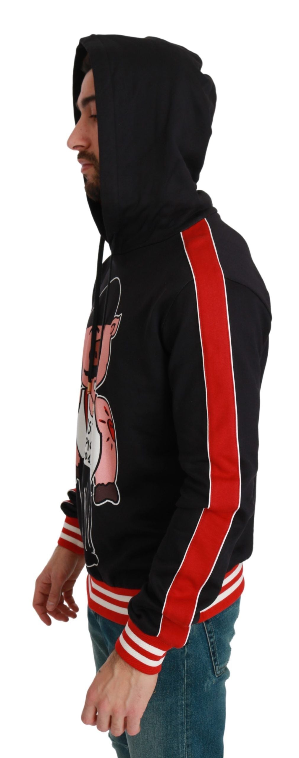 Dolce & Gabbana Black Pig of the Year Hooded Men's Sweater