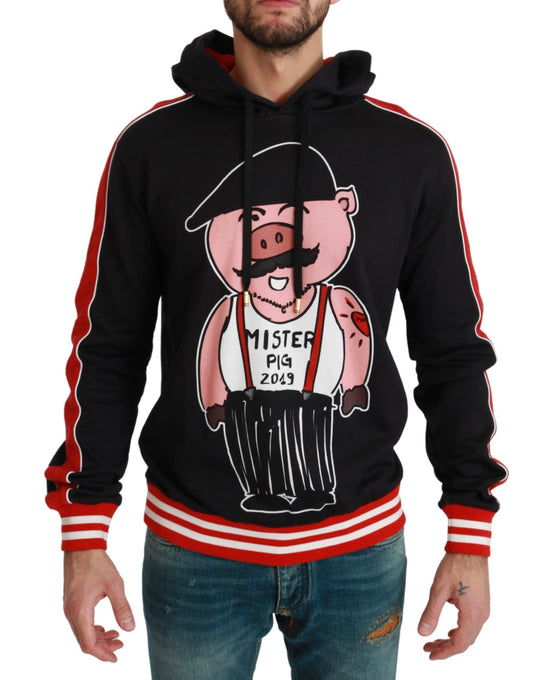 Dolce & Gabbana Black Pig of the Year Hooded Men's Sweater